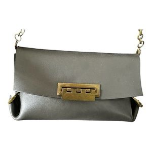 ZAC Posen Leather Eartha FLD Gusset CLBL Dark Grey with Chain strap crossbody
